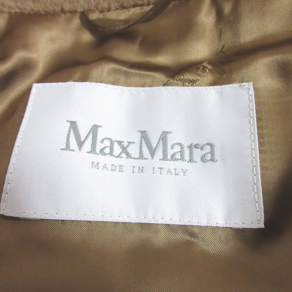 美品 Max Mara マックスマーラ キャメル100％ 比翼仕立て チェスターコート ロングコート 38 ベージュ ◆_画像7