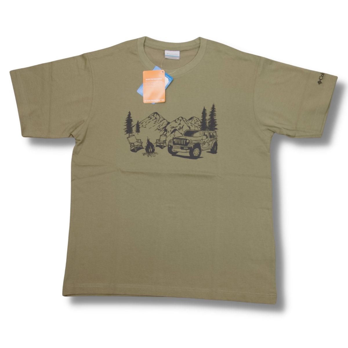 即決☆コロンビア オートキャンプ グラフィック GRN/Mサイズ 半袖Tシャツ 送料無料 グリーン カーキ UPF UVカット 紫外線対策