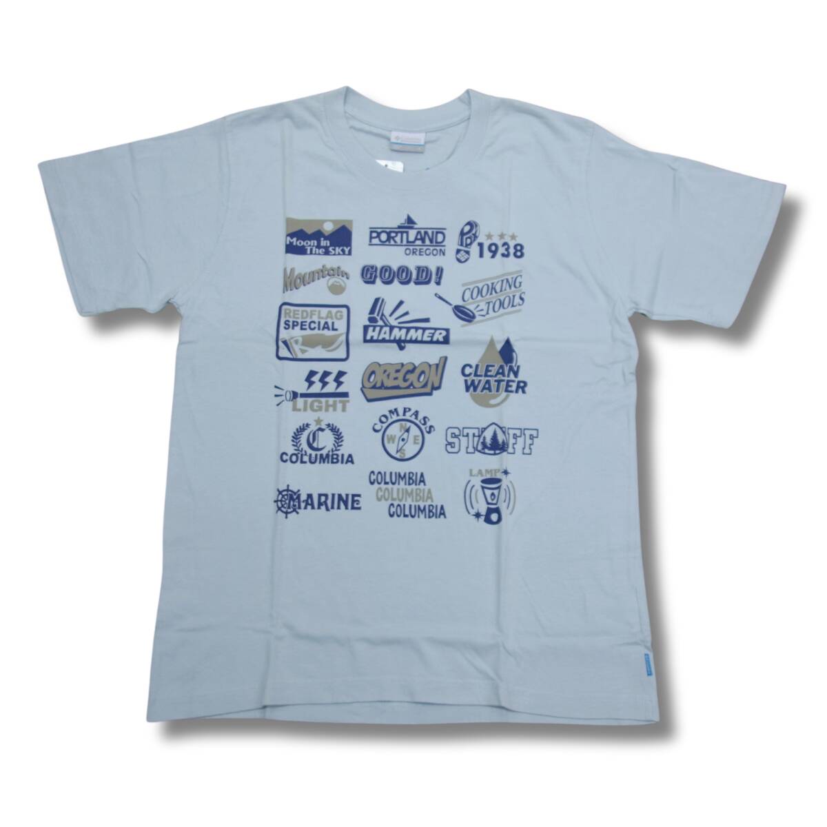 即決☆コロンビア クリスタルTシャツ BLU/Lサイズ 送料無料 ブルー 青 半袖 UVケア UPF15 コットン 普段使用OK