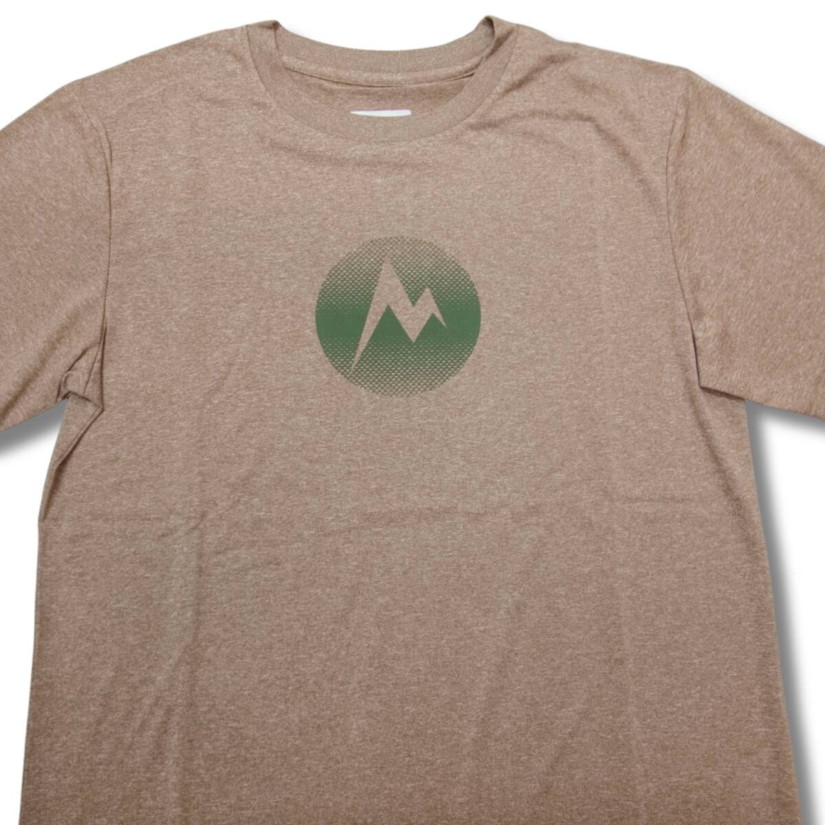 即決☆マーモット MARK ロゴ 半袖Tシャツ CY/Mサイズ 送料無料 速乾吸汗 UPF30 キャンプ ブラウン系カーキ Marmot