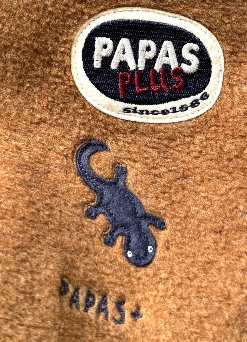 試着程度【定価3.7万】Papas＋ パパス プラス ボアフリース パンツ M 刺繍 ロゴワッペン【柔らかなボアフリース】 メンズ 送料520円 日本製の画像3