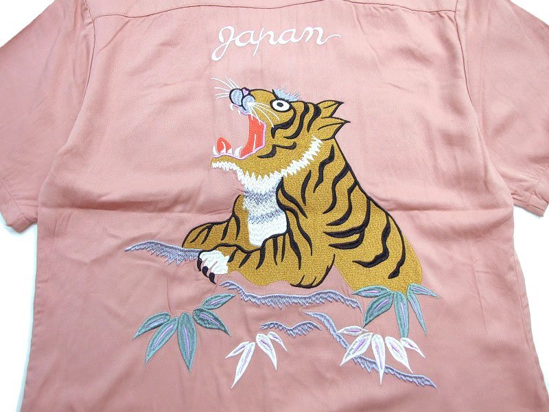 新品 HOUSTON スーベニアシャツ ピンクXL トラ総刺繍 虎 ヒューストン メンズシャツ ベトジャン柄 ベトナム アロハ 新着 41071の画像9