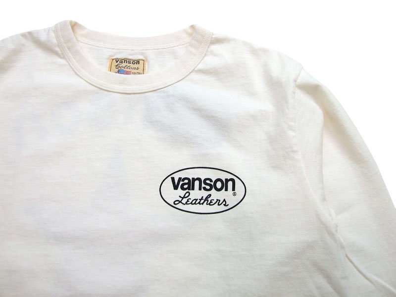 新品 VANSON バンソン ロングTシャツ 白M 新品 レッドスター ワンスター メンズt ロンt 163 バイカーtシャツ カットソー 新着_画像3