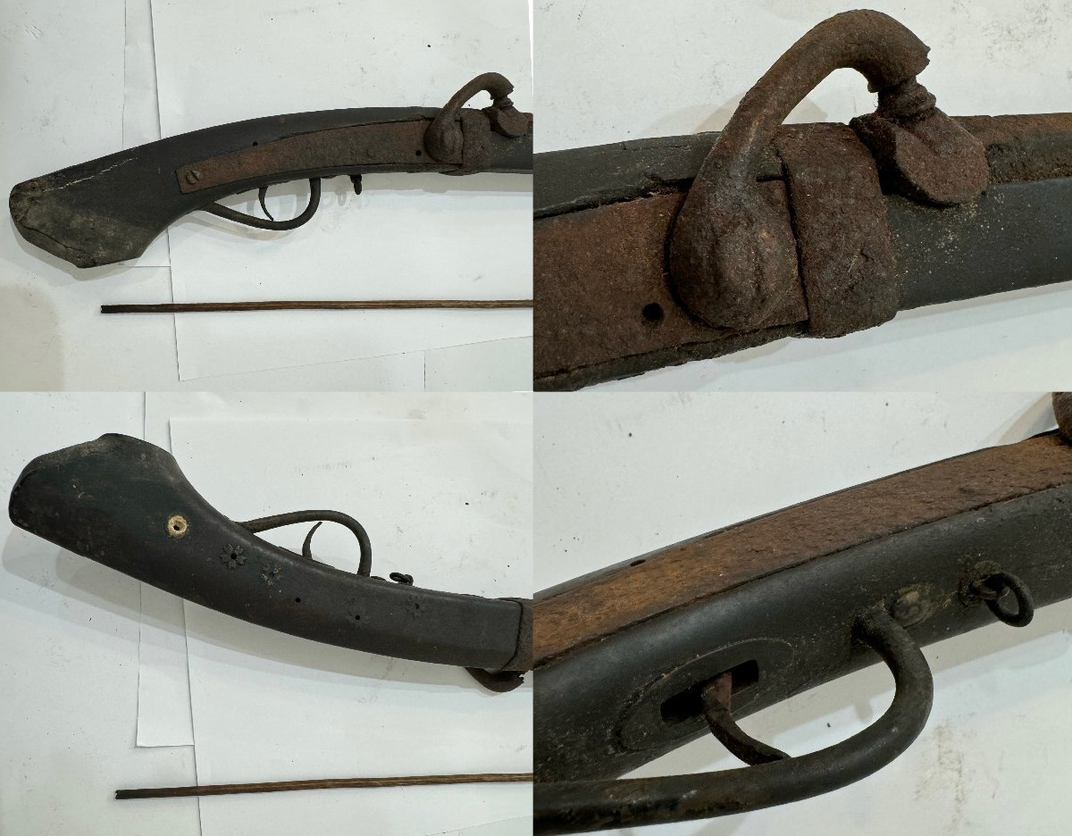 * old style gun tube strike . type firearms firearms less . total length .119.2cm antique goods old work of art rust equipped *