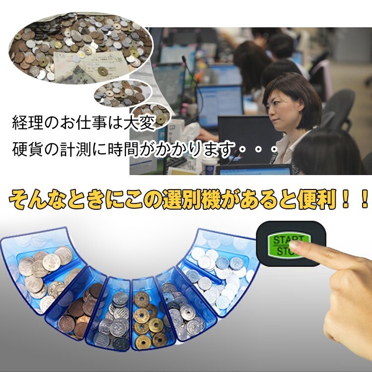 送料無料 コインカウンター 自動 硬貨 計数機 電動 高速 コインソーター 選別 デジタル マネー 計算 小銭 経理 会計 業務用 ny067_画像2