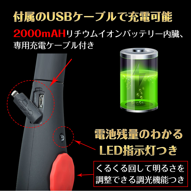 送料無料 LED ライト ワークライト 充電式 車 USB 多機能 COB ハンディライト マグネット 倉庫 災害 非常用 緊急用 懐中電灯 作業用 sl070_画像5