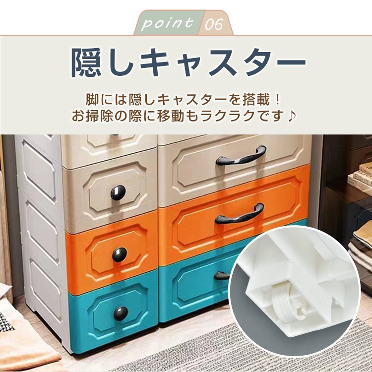 1円 リビング チェスト おしゃれ 4段 収納 ボックス タンス プラスチック 引き出し キャスター 整理 スリム 家具 角丸 新生活　sg061_画像3