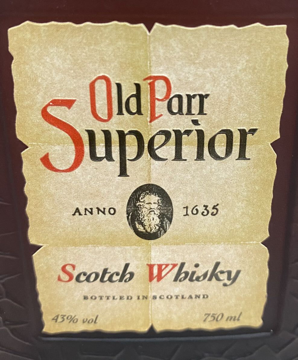 AK@ 未開栓 Old Parr Superior ANNO 1635 SCOTCH WHISKY オールドパー スーペリア スコッチ ウイスキー 43% 750ml お酒 洋酒 重量1193gの画像2