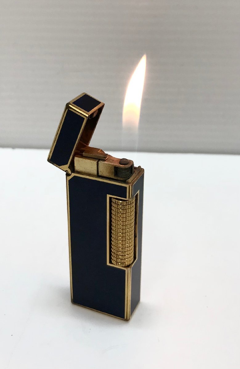 [rmm]dunhill Dunhill USRE24163 PATENTED газовая зажигалка темно-синий × Gold надеты огонь проверка тепловая мощность настройка рабочее состояние подтверждено 