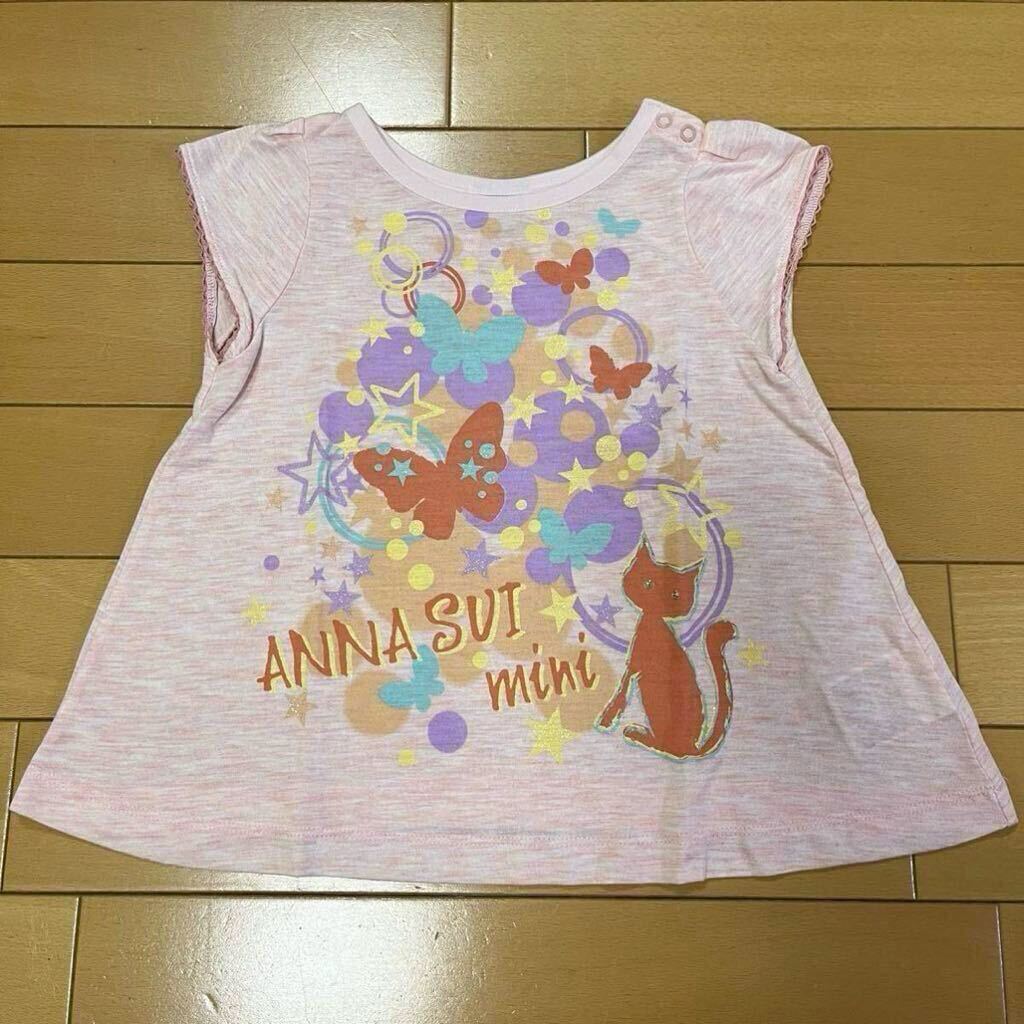 可愛い★ANNASUImini／アナスイミニ★半袖Tシャツ 90 ネコ 蝶々_画像1