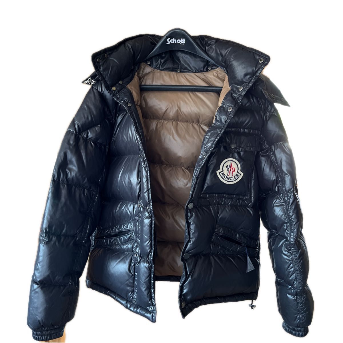 モンクレール MONCLER ダウンジャケット ネイビー ブラック BRANSON ブランソン デカワッペン ロゴ ダウン  