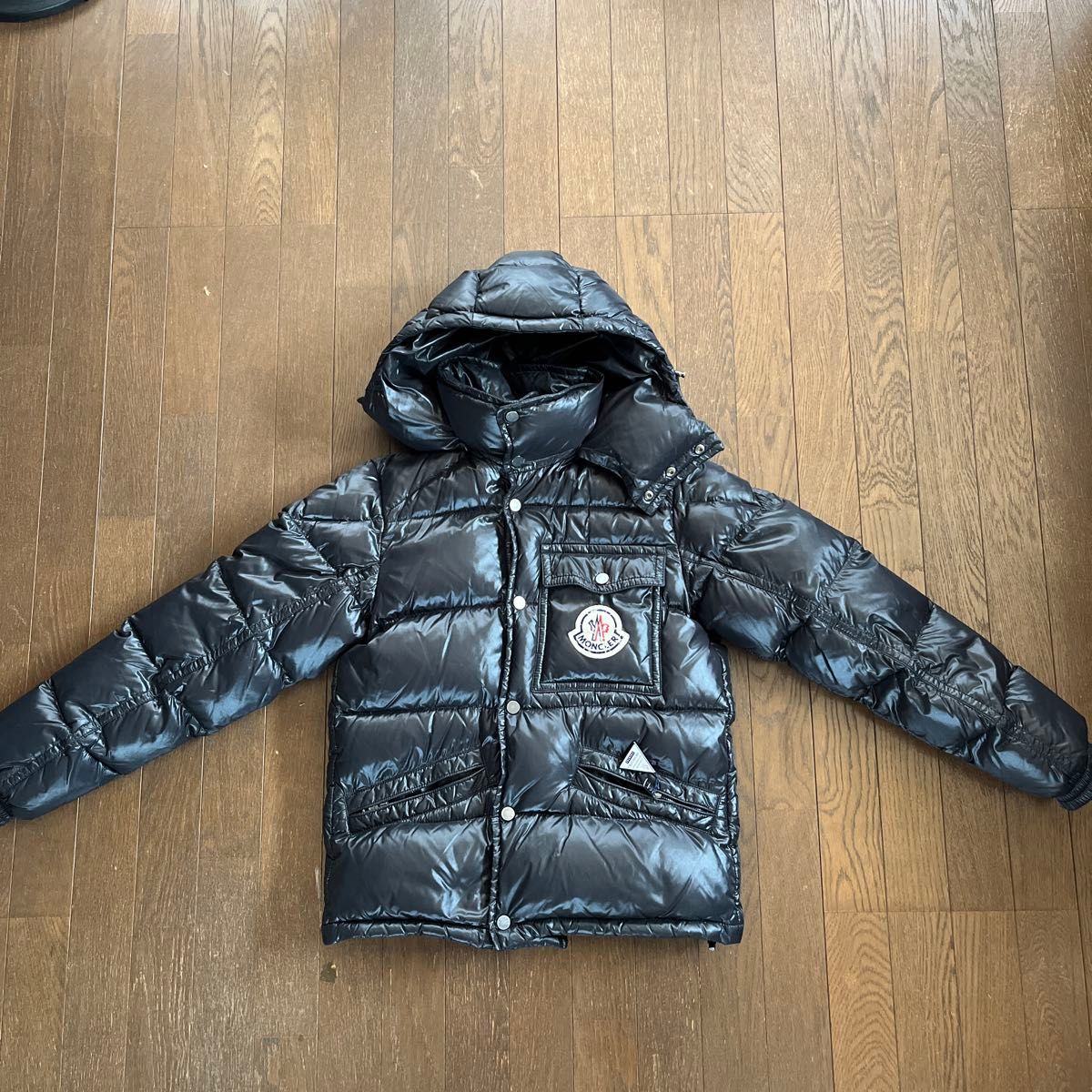 モンクレール MONCLER ダウンジャケット ネイビー ブラック BRANSON ブランソン デカワッペン ロゴ ダウン  