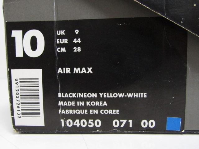 95年製 1995 VTG NIKE AIR MAX 95 ORIGINAL BLACK NEON YELLOW OG 104050-071 US10 ナイキ エアマックス オリジナル イエローグラデ 加水_画像8