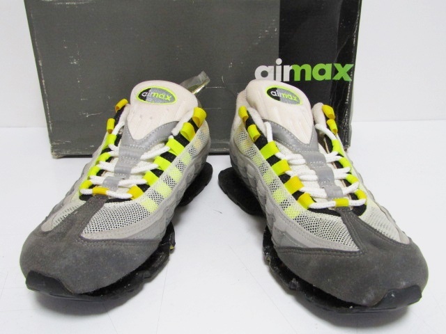 95年製 1995 VTG NIKE AIR MAX 95 ORIGINAL BLACK NEON YELLOW OG 104050-071 US10 ナイキ エアマックス オリジナル イエローグラデ 加水_画像3