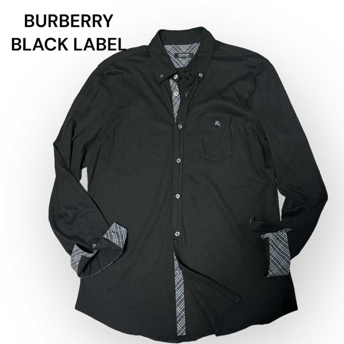 BURBERRY BLACK LABEL バーバリー ブラックレーベル　ポロシャツ　長袖　シャツ　コットンシャツ　ソフトシャツ　サイズ4 美品　XL_画像1