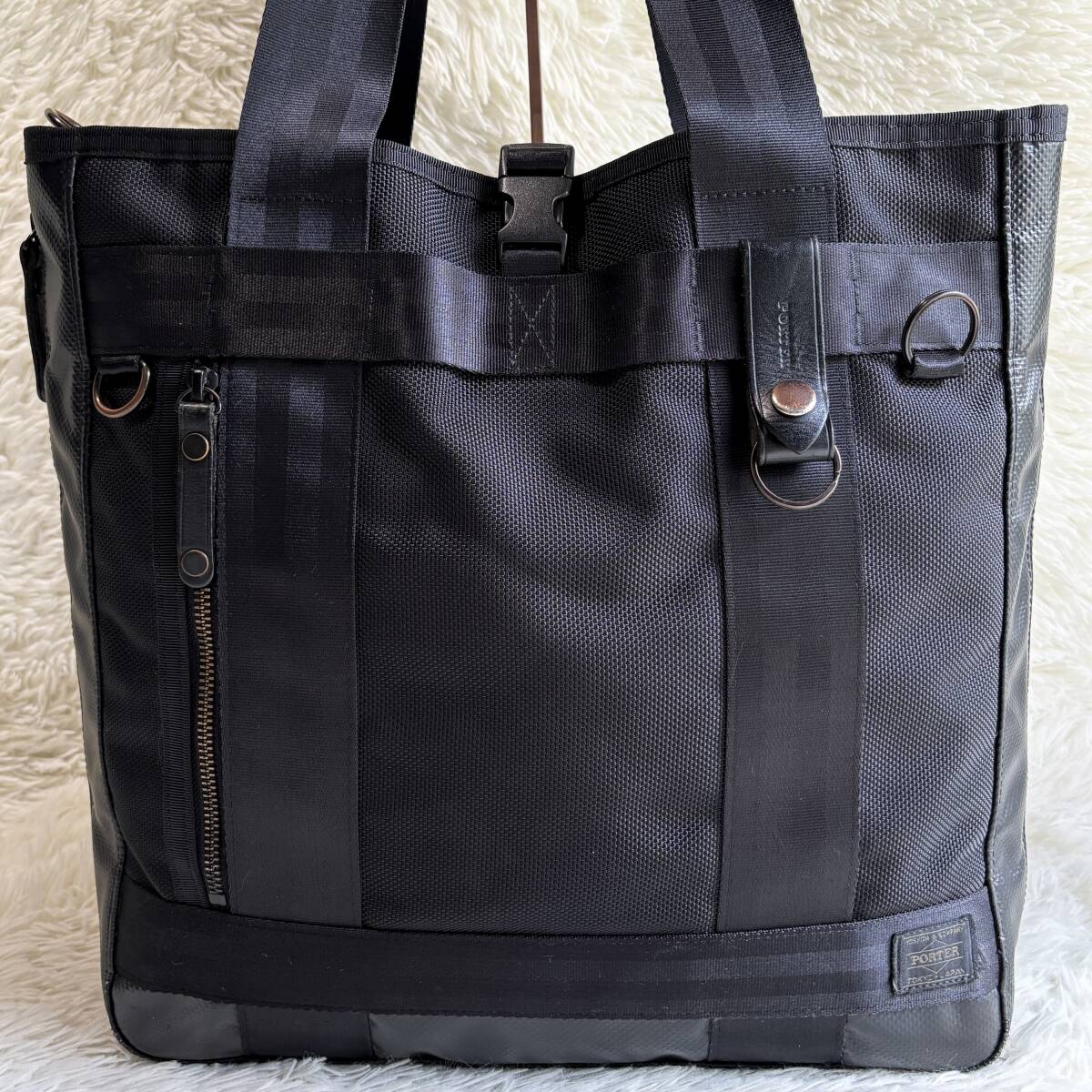 1 jpy ~ PORTER HEAT tote bag business bag shoulder .. shoulder bag Porter heat men's black black Yoshida bag commuting * going to school *