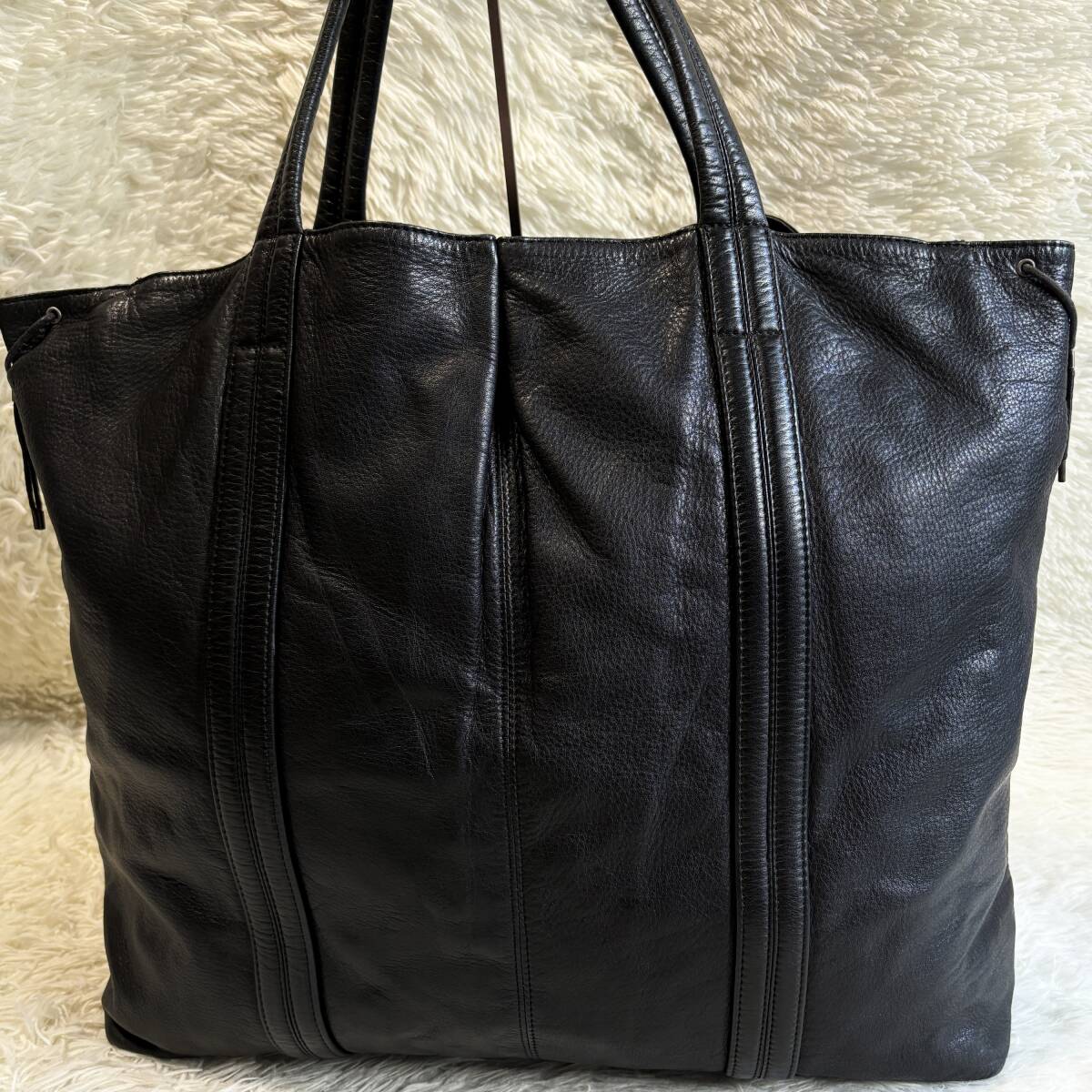 1 jpy ~ rare PORTER BUILD B seal YOSHIDA tote bag business bag all leather black Porter men's lady's Yoshida bag high capacity 