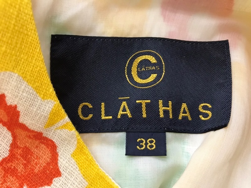 2596　【　CLATHAS 東京ブラウス　】　ノースリーブワンピース　　サイズ：38　色：イエロー柄入り_画像8