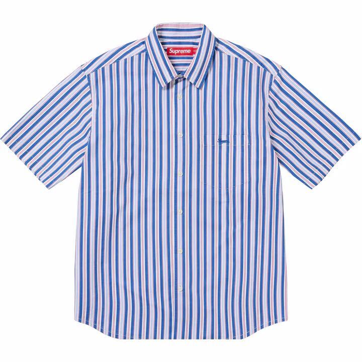 【Mサイズ】Supreme Loose Fit Multi Stripe S/S Shirt Blueシュプリーム ルーズ フィット マルチ ストライプ エスエス シャツ ブルー_画像1