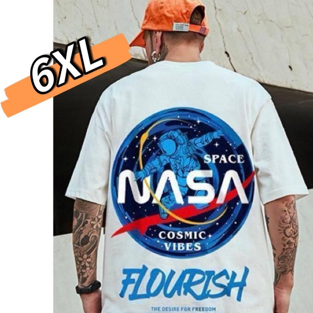 ◆【大人気】メンズ　NASATシャツ　白　6XL　オーバーサイズ　バックプリント ストリート　B系　_画像1