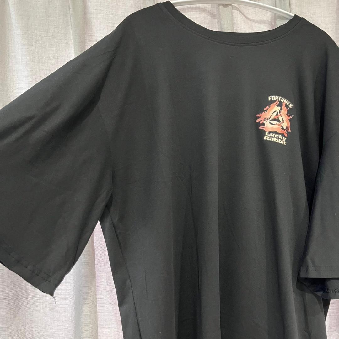 ◆【人気】メンズ　黒　6XL　オーバーサイズ　バックプリント　うさぎ柄　Tシャツ