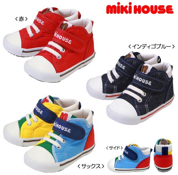 即決です！【ミキハウス】新品未使用♪mikihouse 13cm ｍロゴ☆キャンバス☆セカンドシューズ 靴 男の子 女の子 カラー：インディゴブルー_出品は、インディゴブルーになります。