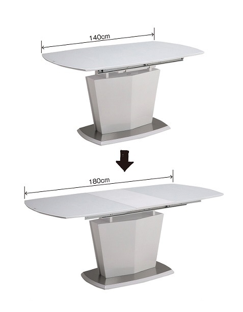 モダン ダイニング5点セット 伸縮式テーブル ホワイトテーブル カンティレバーチェア 4脚セット　カラー2色対応_画像2