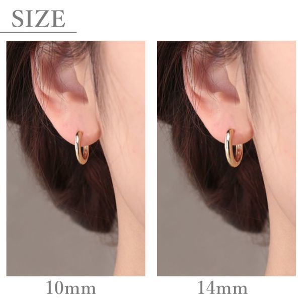ピアス フープ リング ゴールド 10mm 2個 両耳 サージカルステンレスの画像2
