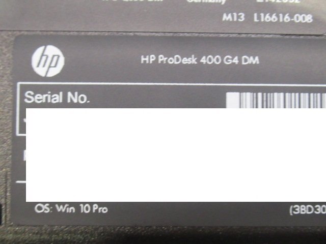 05137 Ω 新TTPC 1547m 保証有 HP【 ProDesk 400 G4 DM 】【 Core i5-8500T / 8.00GB / HDD無 】BIOS確認_画像7