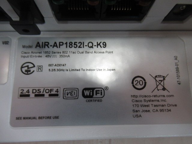 Ω保証有 ZF2 8027) AIR-AP1852I-Q-K9 CISCO シスコ 無線LANアクセスポイント 領収書発行可能 ・祝10000取引!! 同梱可_画像2