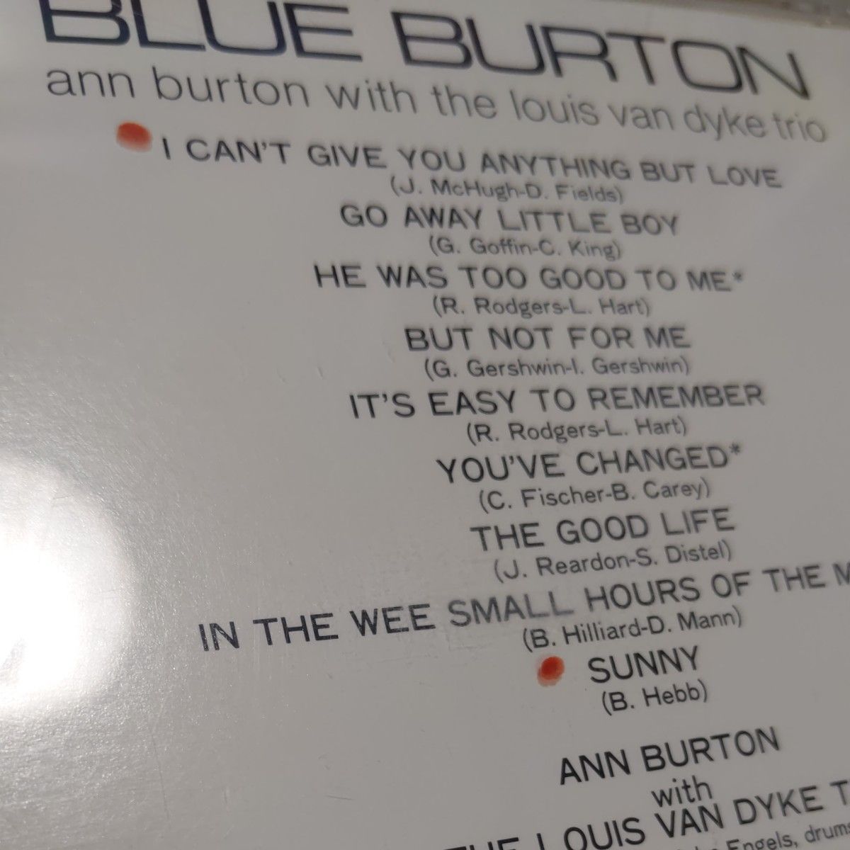 アンバートン ANN BURTON WITH THE LOUIS VAN DYKE TRIO/BLUE BURTON 帯付き国内盤