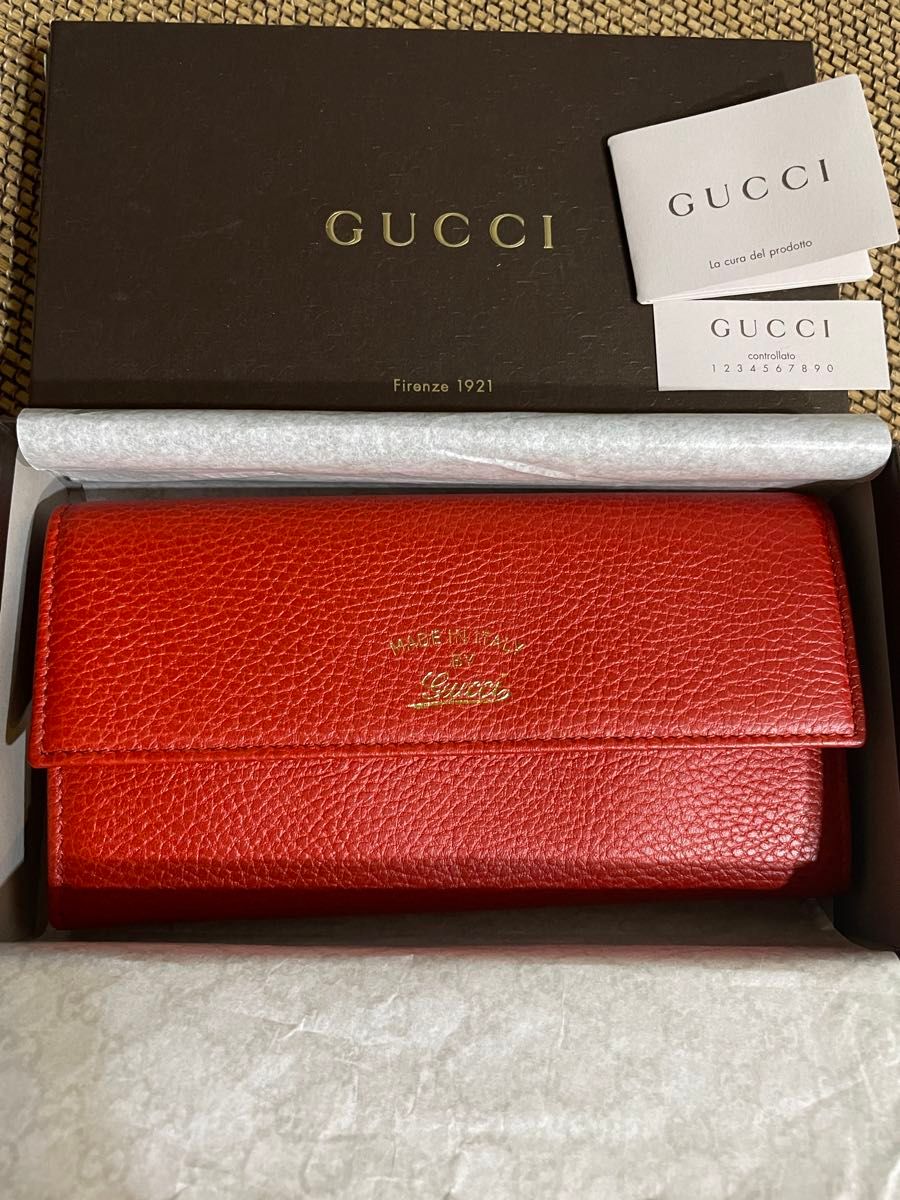 【未使用品】　GUCCI グッチ スウィング　354496 長財布 レザー　赤　レッド