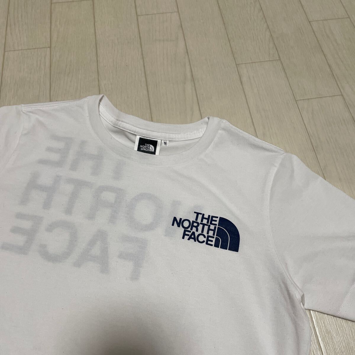 12★② THE NORTH FACE TEK TEE ノースフェイス 半袖 ロゴプリント Tシャツ ホワイト ネイビー S レディース_画像3