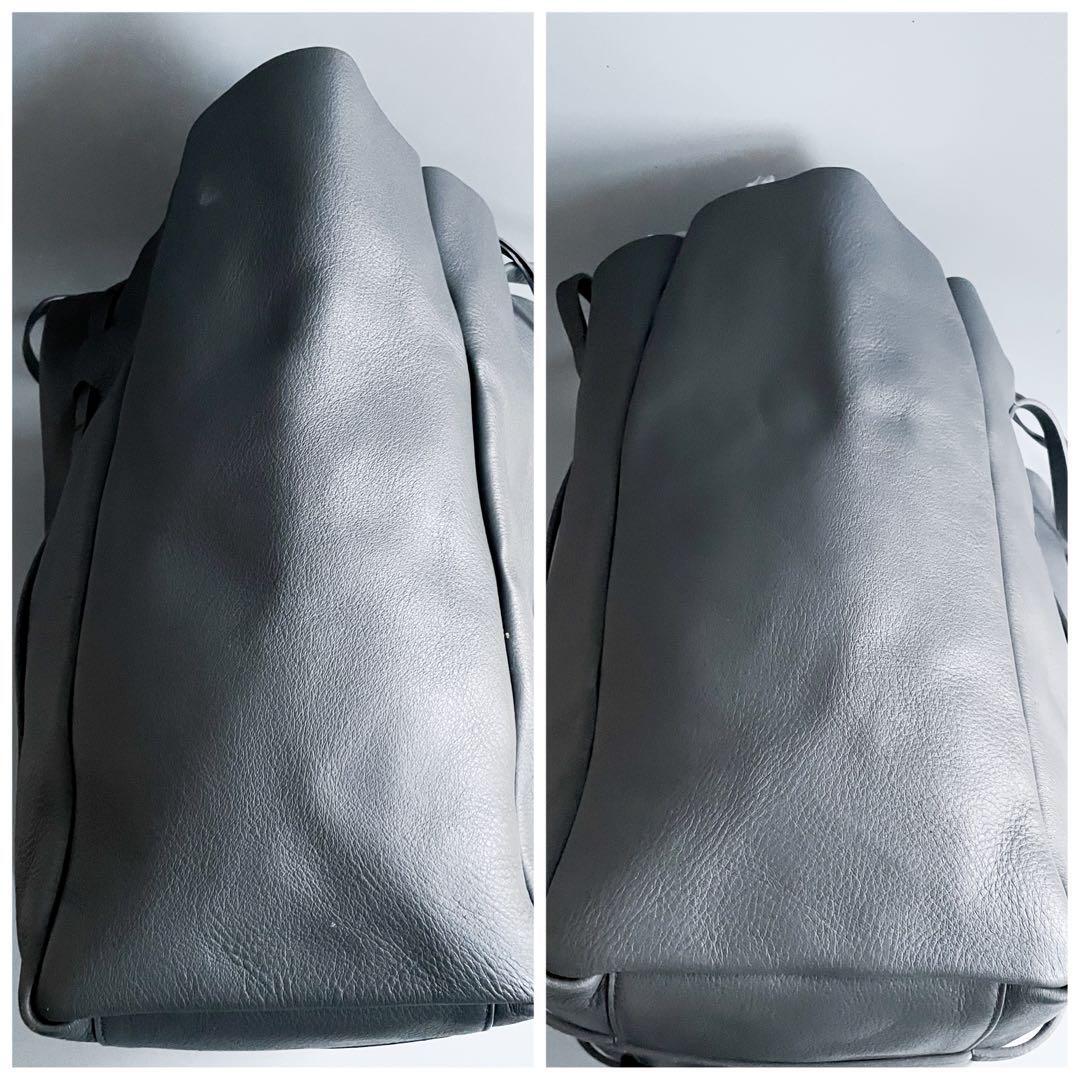 美品・人気モデル BALENCIAGA バレンシアガ エブリデイ トートバッグ ハンドバッグ ポーチ付 ミラー A4収納 グレー レザー