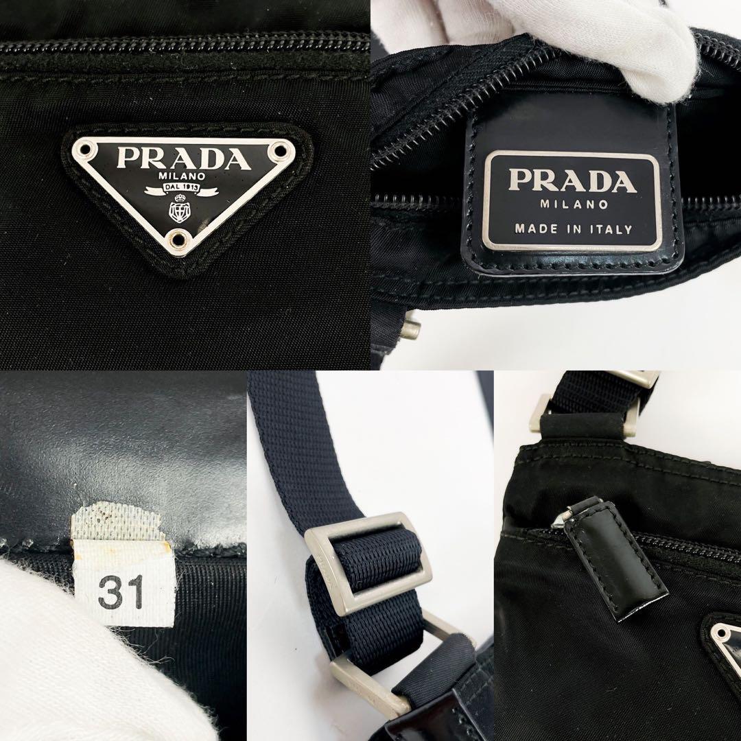 極美品・人気モデル PRADA プラダ ショルダーバッグ クロスボディバッグ ポーチ 三角プレート 白タグ ブラック ナイロン_画像10