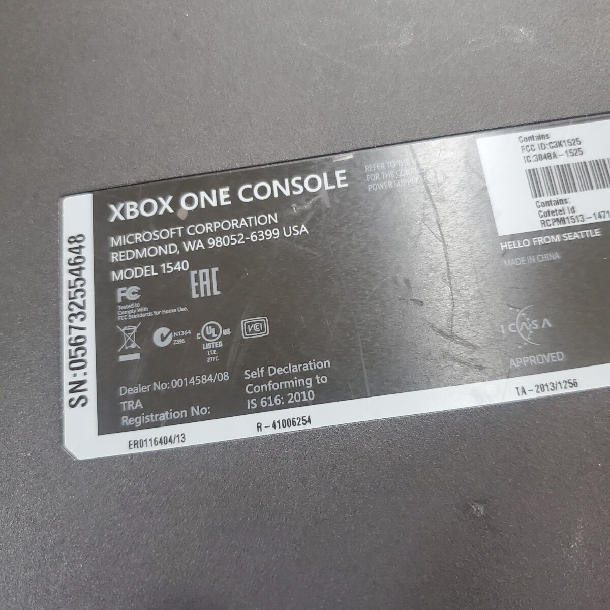XBOX ONE CONSOLE 本体 Microsoft マイクロソフト ブラック MODEL 1540_画像3