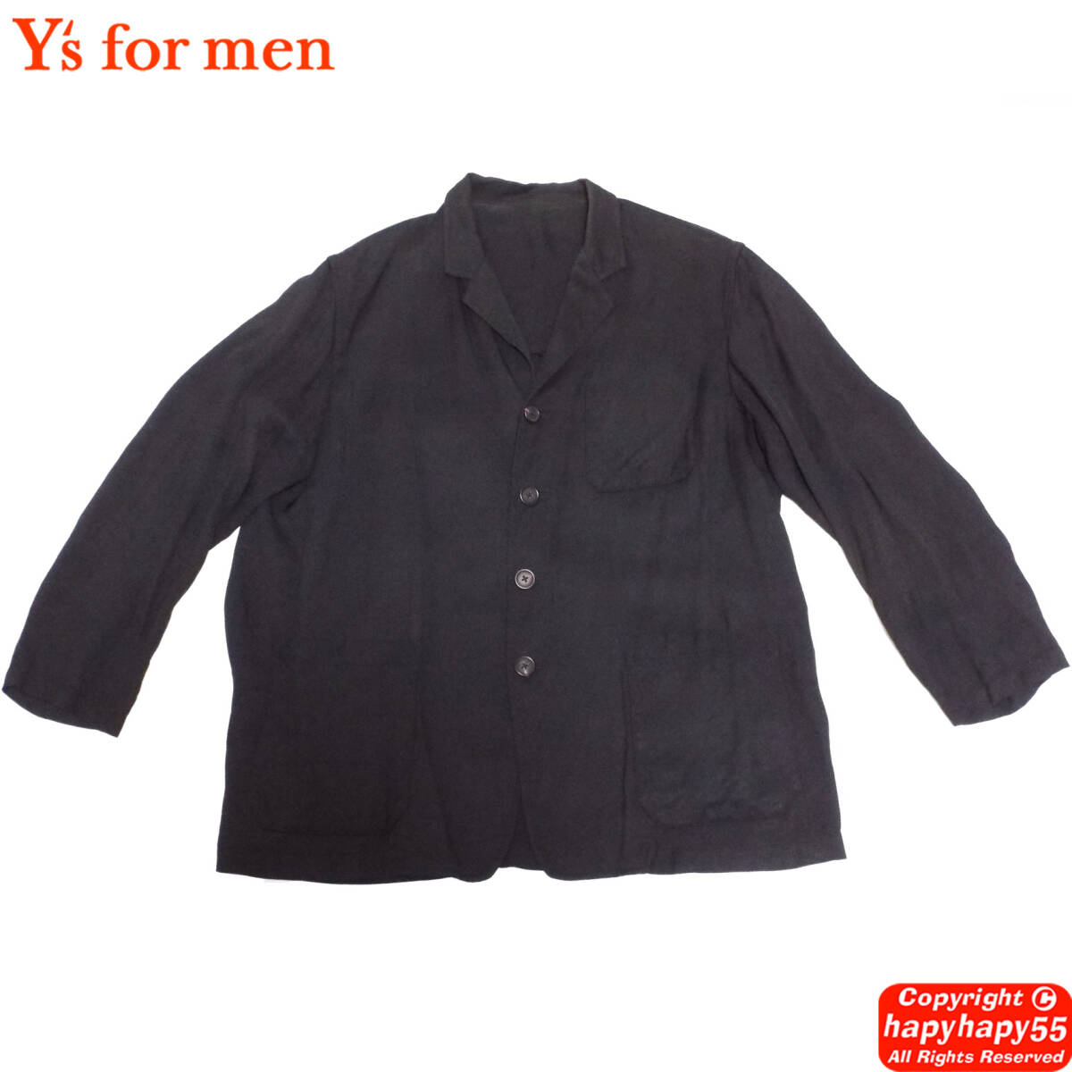 超希少 Y's foe men 2003SS アセテート 4つボタン テーラード 超希少 Y's foe men 2003SS アセテート 4つボタン テーラード