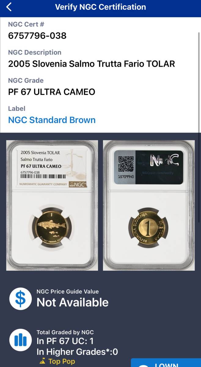 ★金終 【NGC PF67 ULTRA CAMEO N社唯一のTOP鑑定】2005 スロベニア TOLAR銅貨 完全未使用 プルーフ 世界コイン 古銭【決済期限火曜日】_画像5