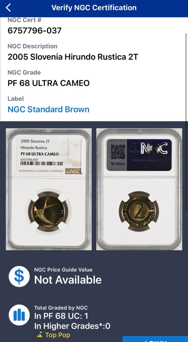 ★土終 【NGC PF68 ULTRA CAMEO N社唯一の最高鑑定】2005 スロベニア 2T銅貨 完全未使用 プルーフ 世界コイン 古銭 貨幣【決済期限火曜日】_画像5