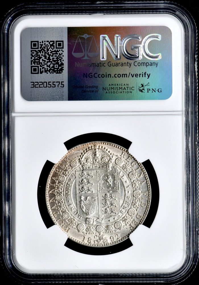 ★日終 【NGC MS62】1892 イギリス 1/2C銀貨 未使用 世界コイン 古銭 貨幣 硬貨 銀貨 金貨 銅貨【決済期限火曜日】_画像4