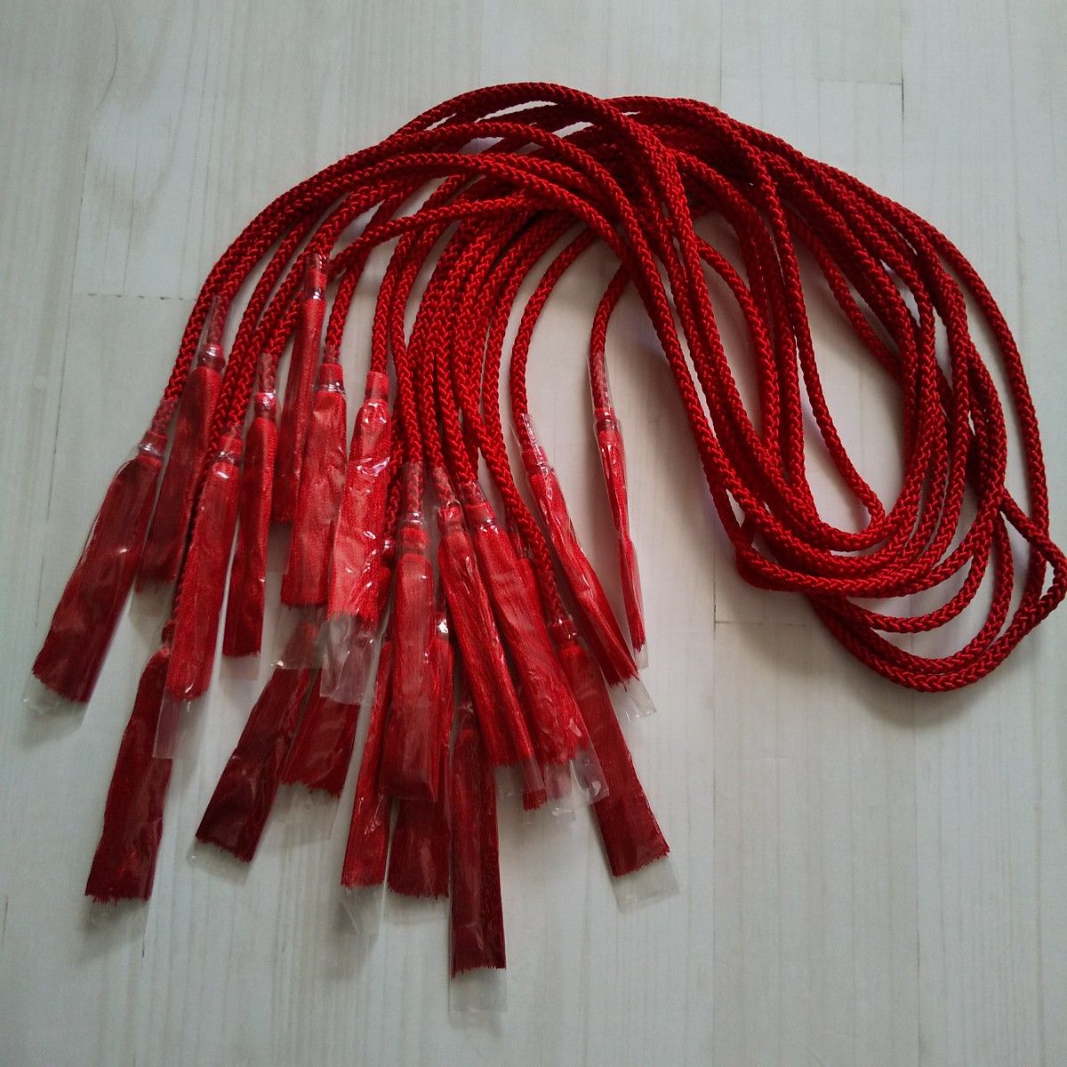 Wタッセル 江戸打ち紐 組み紐 赤 10本 和装髪飾り ハンドメイド材料