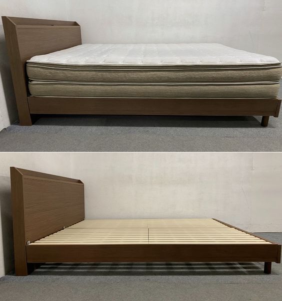 NITORI/nitoli двуспальная кровать розетка имеется Brown матрац комплект N сон б/у мебель витрина самовывоз приветствуется R8271