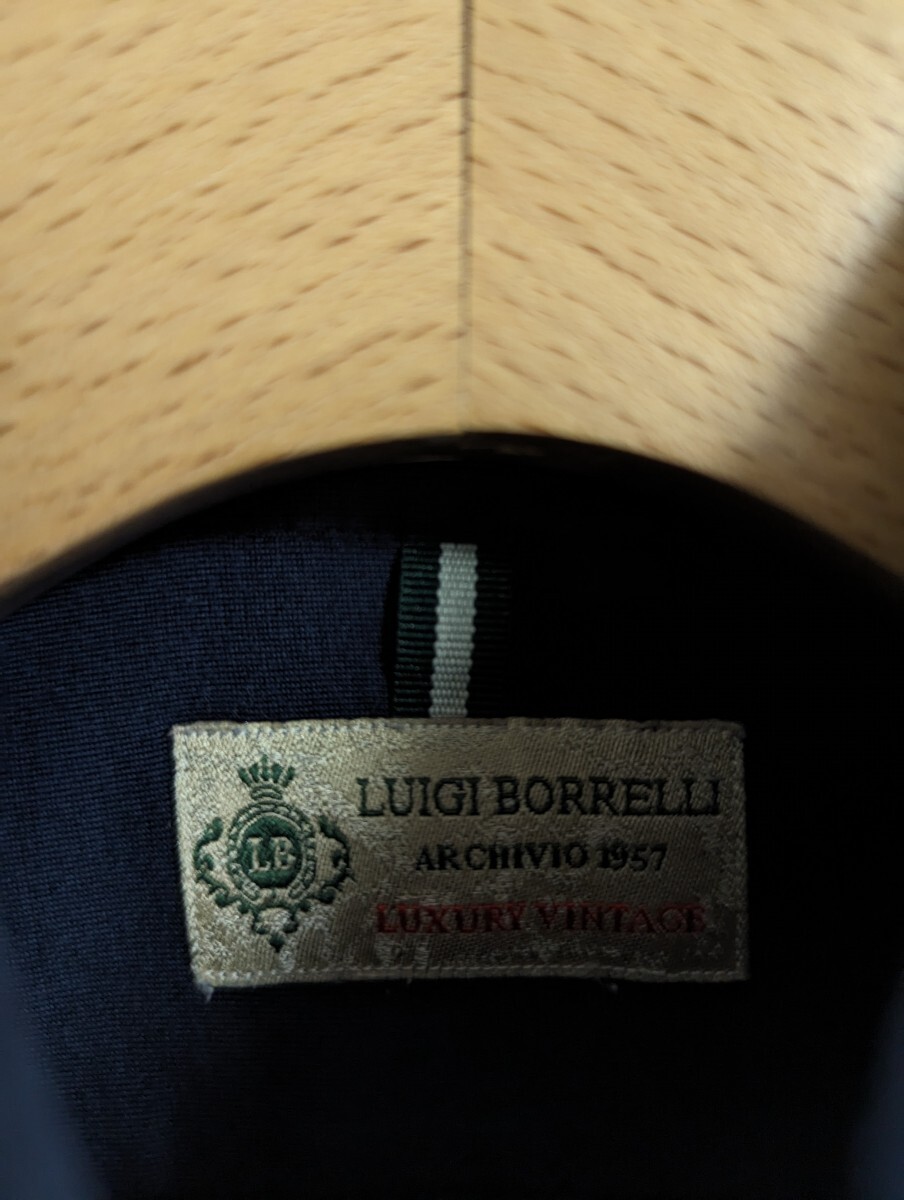 LUIGI BORRELLI　ルイジボレッリ　シャツ　LUXURY VINTAGE　ニットシャツ　ジャージー素材　ネイビー　イタリア製_画像3