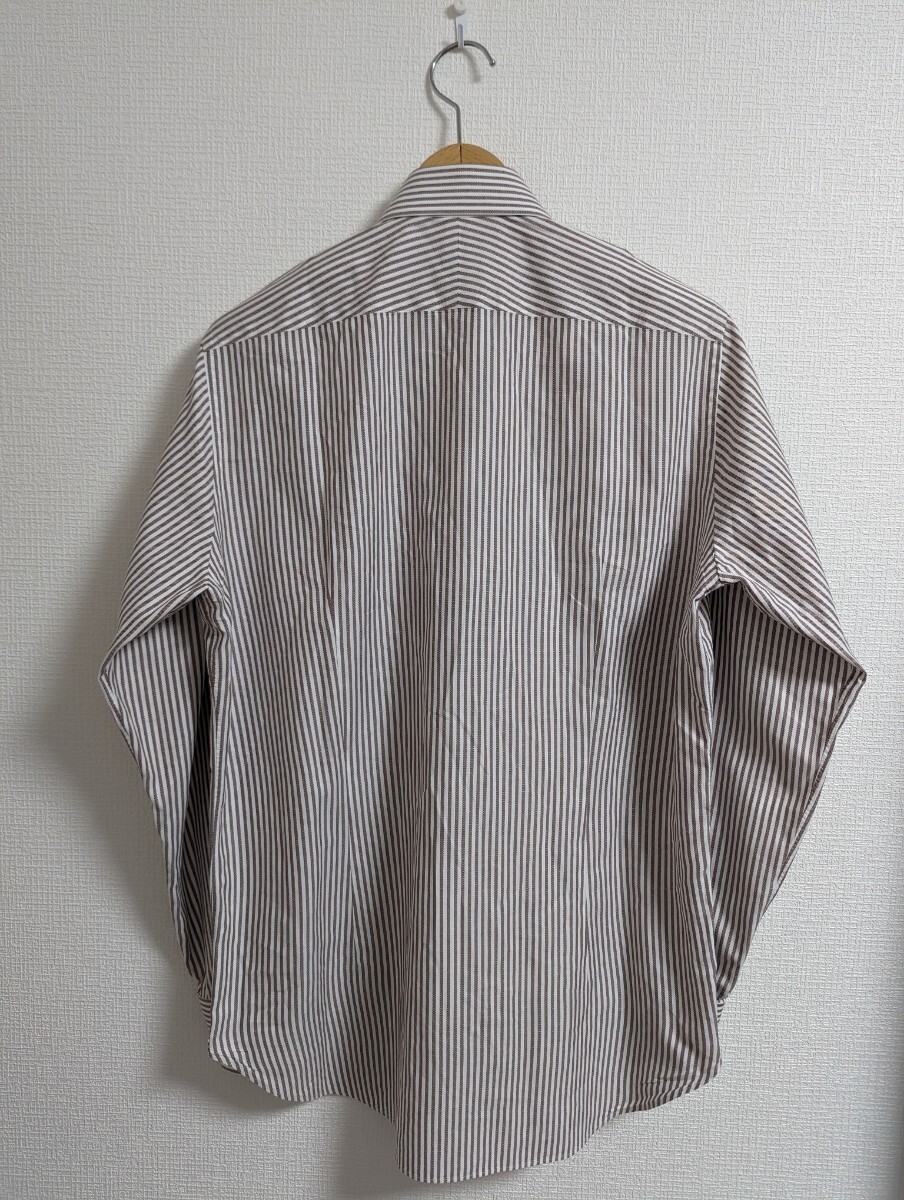 美品　BEAMS F　ビームスエフ　シャツ　ドレスシャツ　40　ブラウン　ストライプ　日本製