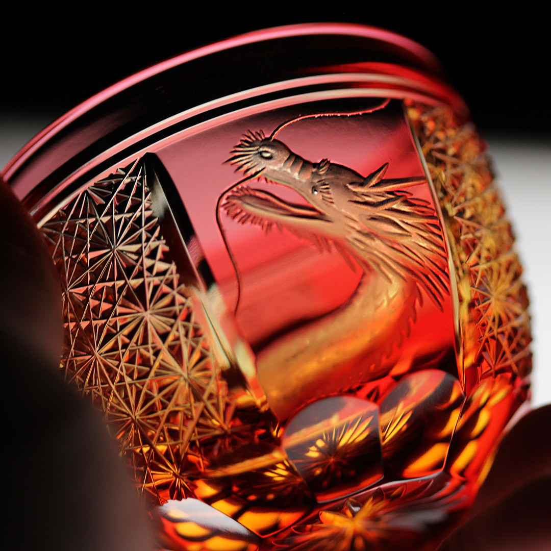 Jewel Kiriko ×花岡グラヴィール　赤龍レッドドラゴンの酒杯　琥珀金赤_画像1