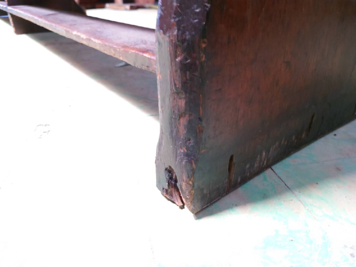 ta load H0362*⑦W275cm* England antique * -ply thickness . structure .. large wooden Church bench *.. chair chair chair movie photographing retro W(yaG) pine 