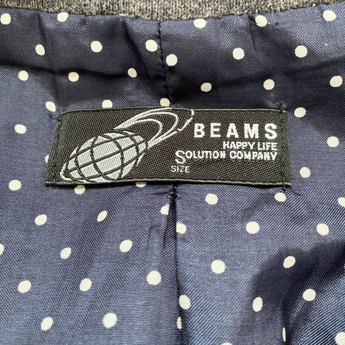 BEAMS ビームス 裏地ドット柄 ストレッチ テーラードジャケット 本切羽 グレー ビジカジ センターベントの画像5
