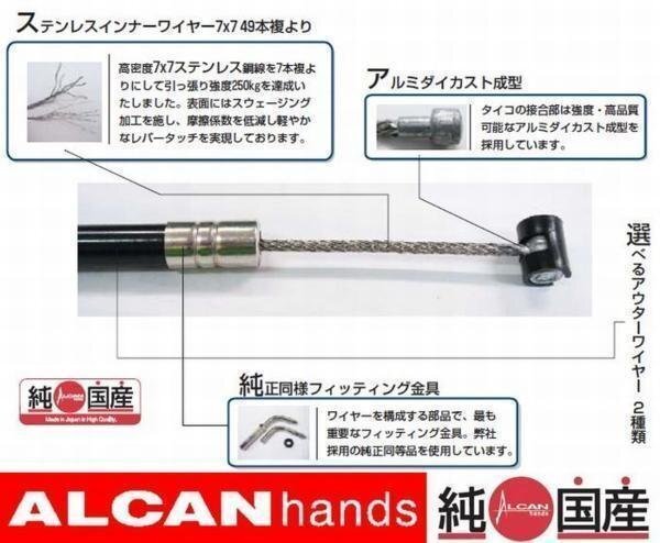 シャドー400 04- スロットルワイヤー 10cmロング メール便可　ブラック 国産_画像4