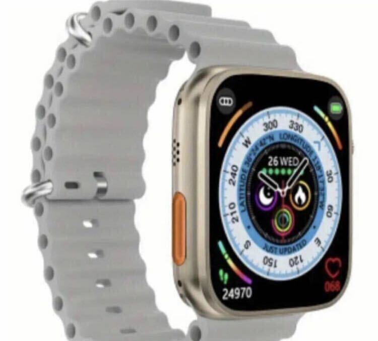 1円 最新 新品 スマートウォッチ グレー（Apple Watch Ultra2 代替品）多機能 通話機能付き 音楽 健康管理 血中酸素 iPhone android対応_画像1