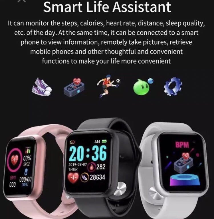 [1 jpy ] recent model new goods smart watch pink silicon belt Bluetooth camp outdoor wristwatch digital health control 